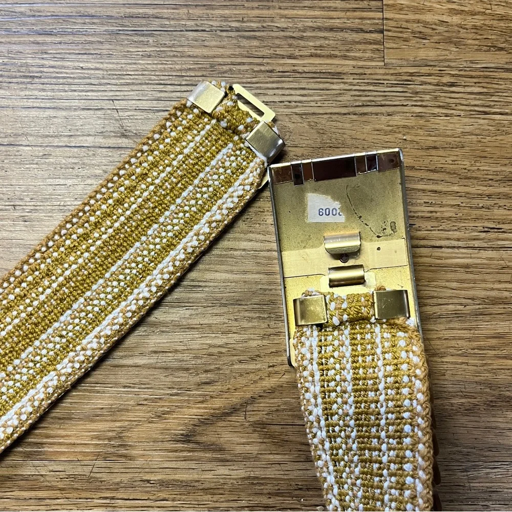 Vintage 70s Gold Silver Mixed Metal Mermaid Retro Rare Stretch Belt Chrome L/XL